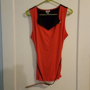 Worthington Orange and Black Belted Top